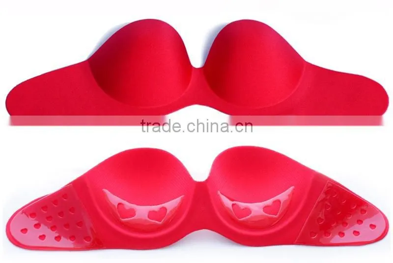 Women sexy HOT RED invisible bra with polyolefin gel