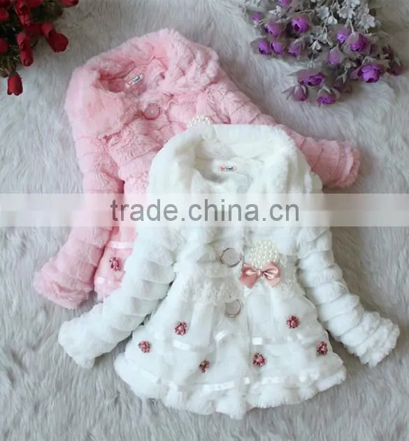 Children's Girls Elegant Baby Faux Fur Fleece Lined kid Coat 18908