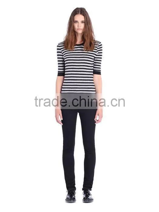 High quality round neck girls shorts sleeve tight t shirt