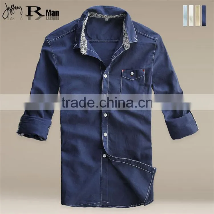 2015 Fashion design button down long sleeve slim fit custom flannel shirt