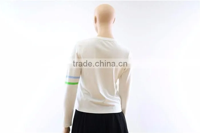 2017 spring white thick long sleeve printed women top blouse