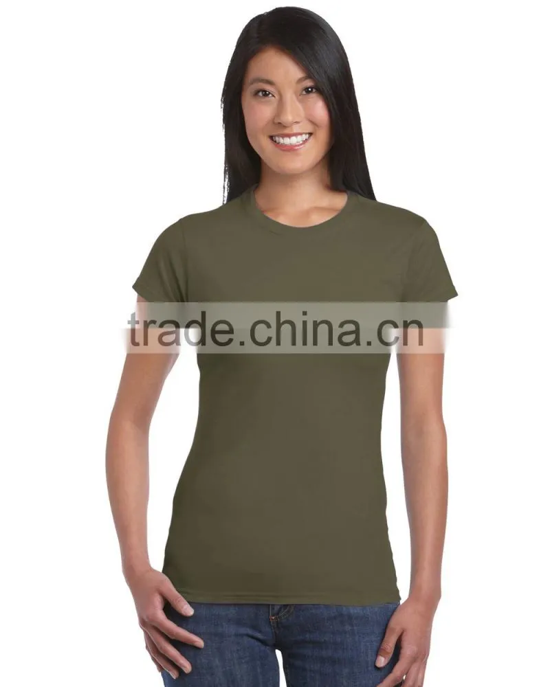 wholesale good quality pure cotton bulk women round neck plain t shirt