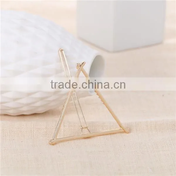 Hair Accessories Zinc Based Alloy Triangle Gold Plated Hair Clips