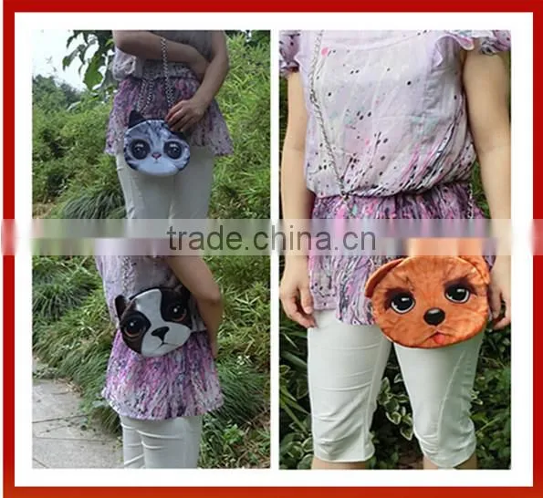 Wholesale 3D Animal Cat Face Chain Shoulder Bag/3D Cat Face Printing Knapsacks/ 3D Animals Handbags For Women