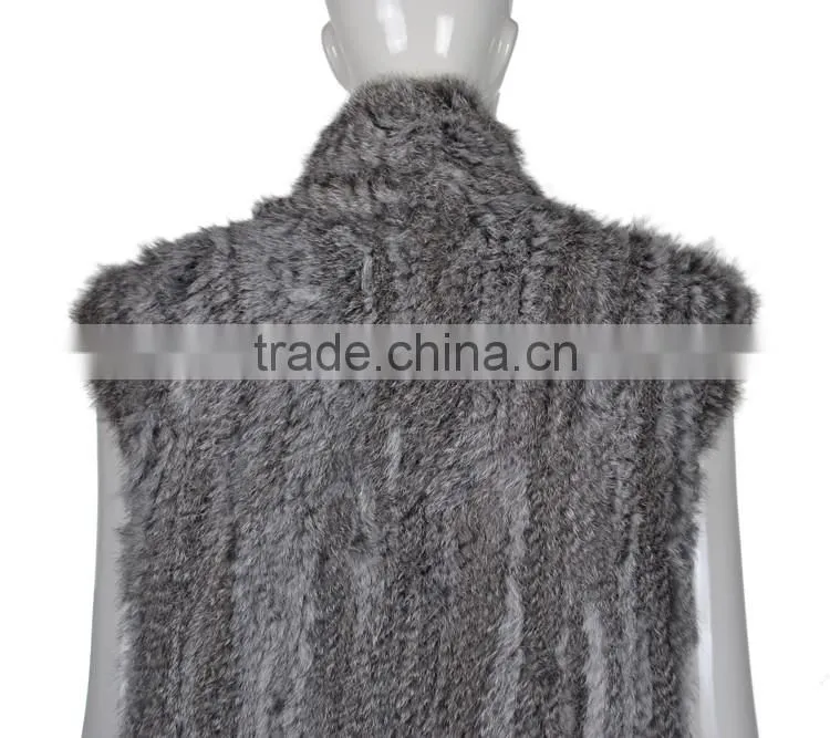 YR671 Genuine quality Women gilet rabbit fur long vest
