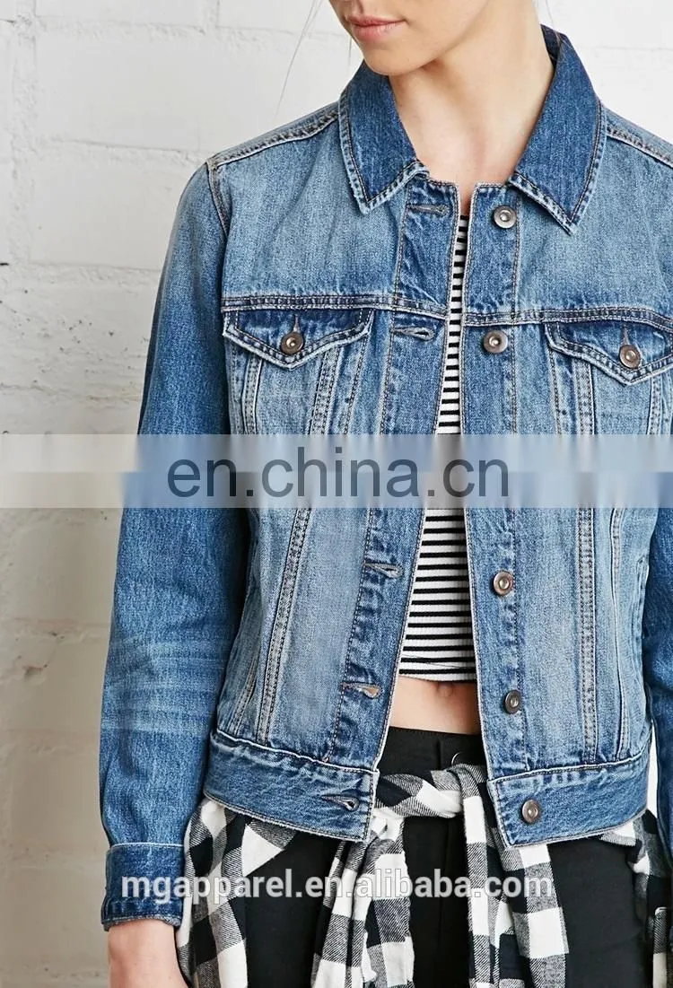china factory supply long sleeve classic denim jacket women cheap wholesale