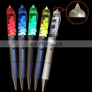 light up ball point pen-rubber grip-projector-aluminum-multicolor-twist on