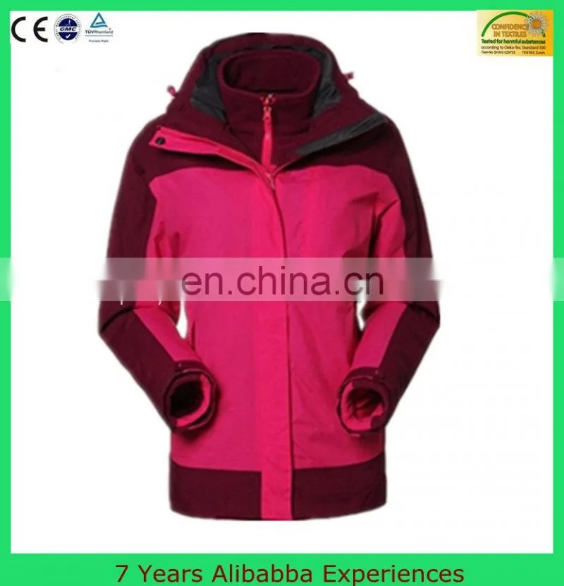 women 3 in 1 jacket 100% polyester lightweight waterproof jacket outdoor jacket