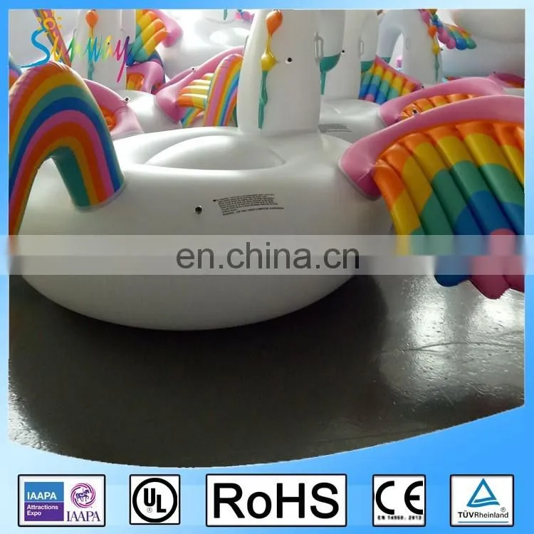 Giant Inflatable Rainbow Colorful Pegasus Pool Float with Rapid Valves