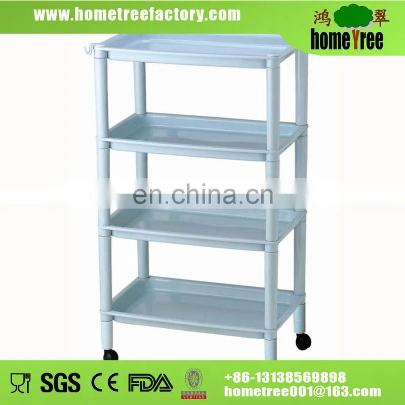 2015 new rectangle 4 layer kitchen rack with wheel