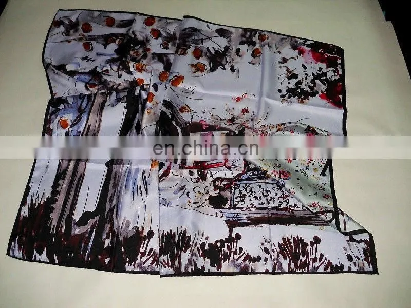 gift order fashion new design printed chinese traditional pure silk scarf