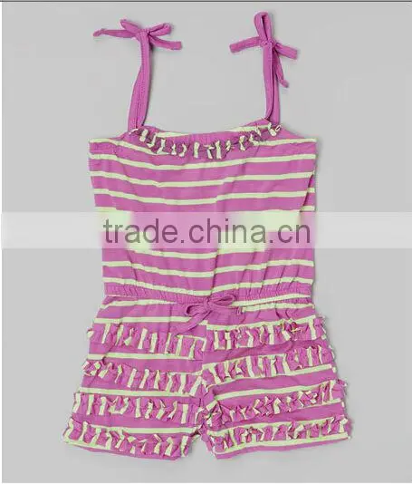 2014 Wholesale baby bubble Ruffle Tie Romper