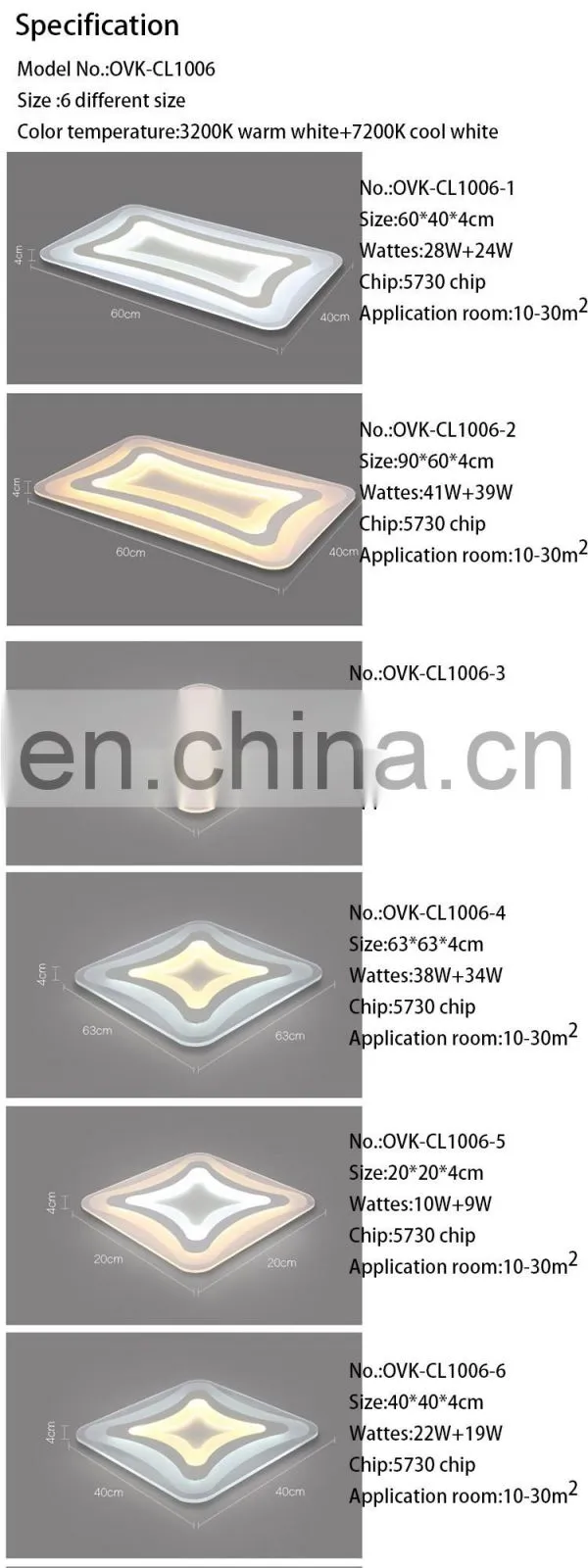 new products Rectangle 72W ceiling lights for living room
