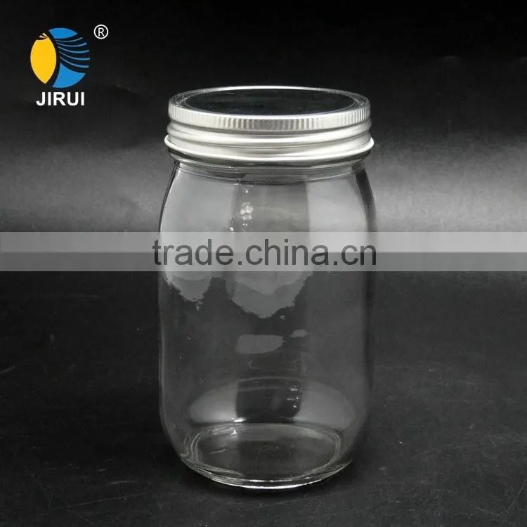 wholesale 450ml high quality glass jar glass mason jar with tin lid