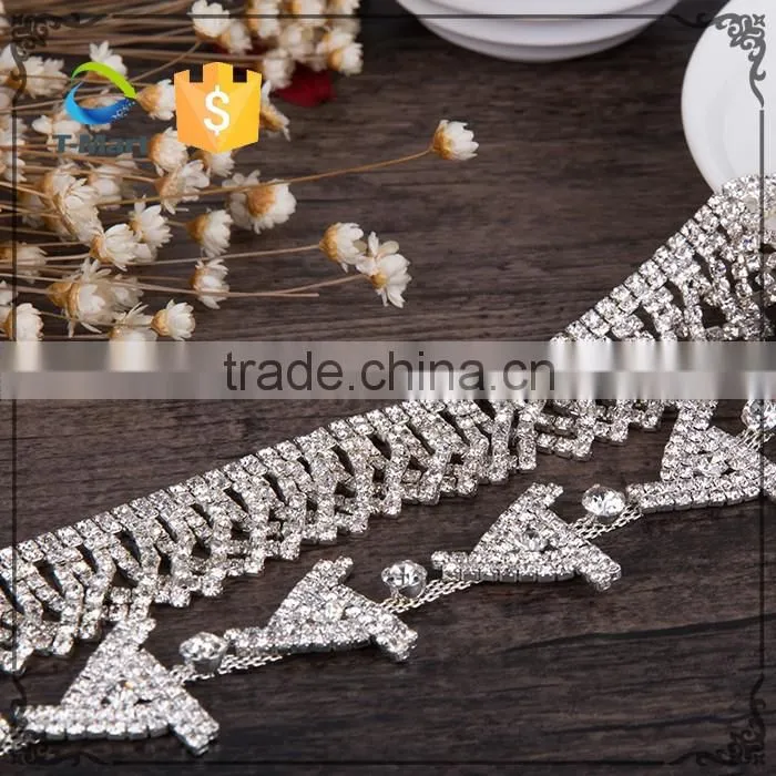 Wholesale crystal rhinestone fashion jewelry jeans chain