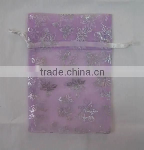 3"*8" Gold draswtring printed gift pouch with silk-screen printed for Christmas,party,holiday,everyday packing