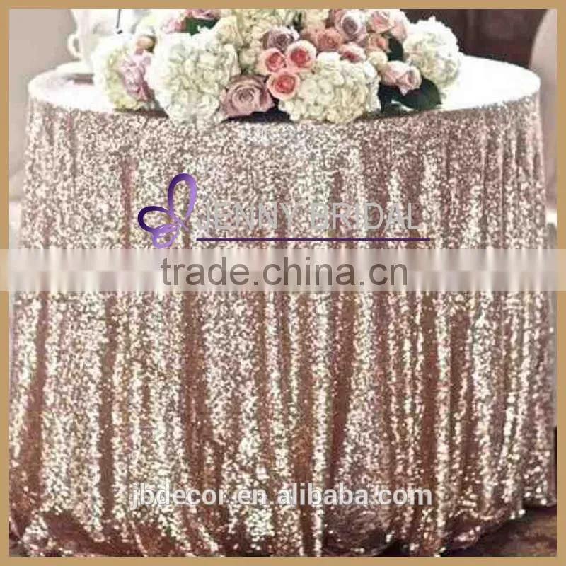 SQN#24 wholesale 132" round champagne rose gold sequin table cloth