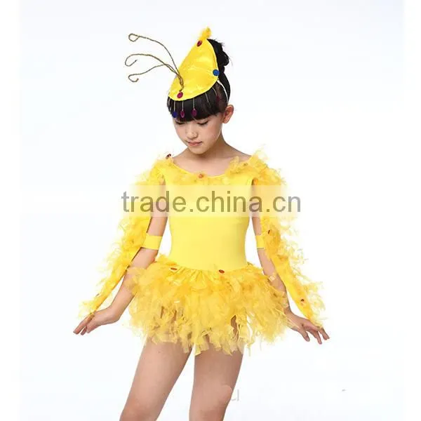 Latest special design children small yellow bees kids dance dress