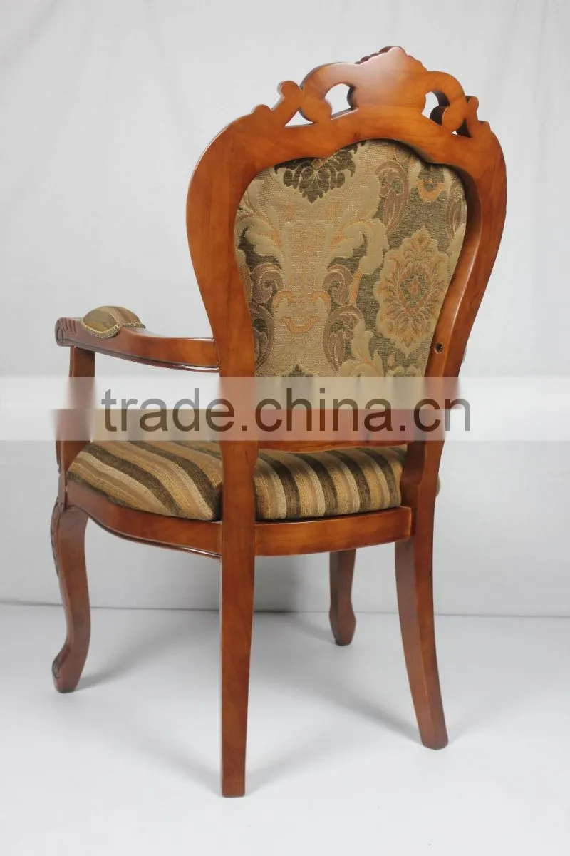 Factory manufacturer hand carved comfortable backrest dining French antique wooden chair pictures in hotel reception