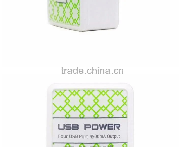 2016 Lastest Design High Speed Wholesale US EU UK AU Plug 4.5 A led flashlight usb 4 port Universal Portable USB Charger