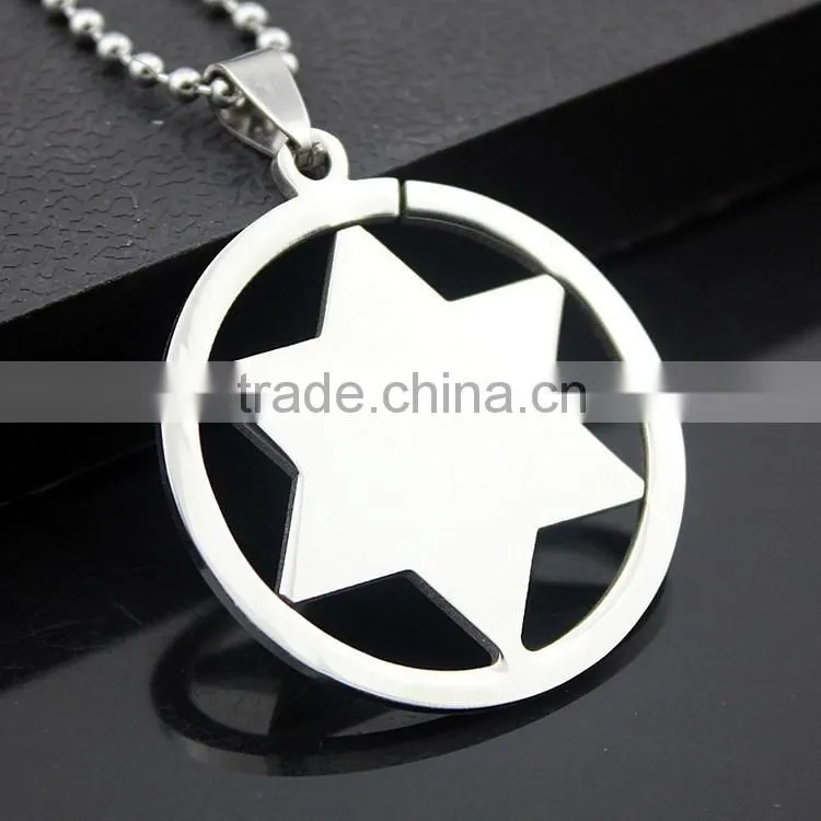 Hexagram pendant round stainless steel polishing process six-pointed star necklace