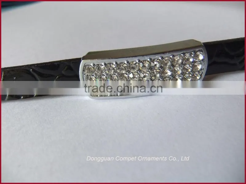 DIY custom bracelets and pet collars accessories rhinestone 10mm Zinc Alloy Bent Slide Charms
