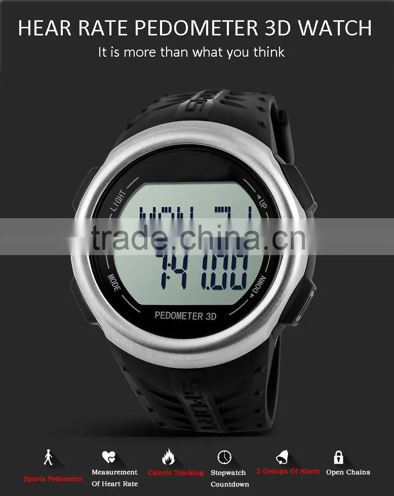 Finger touch heart rate monitor watch with pedometer 2 in 1