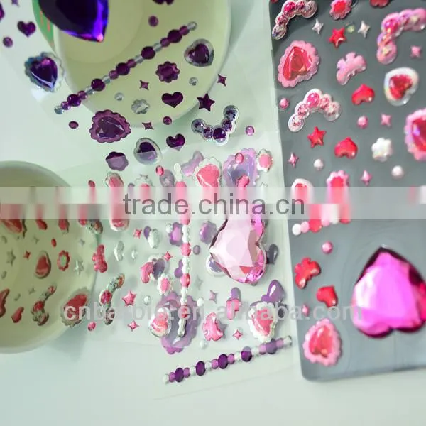 acrylic stone diamond shaped mirror sticker