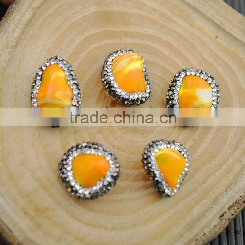 LFD-0015B Wholesale Druzy Shell Loose Bead , Pave Rhinestone Connectors Spacer Beads Jewelry Making