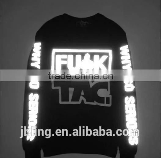 custom 3m relective letter printing sweatshirt