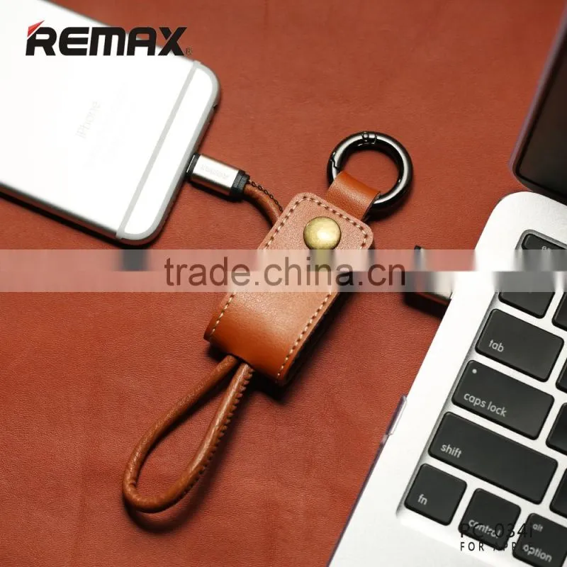 Remax RC-034i Genuine Leather Key Ring USB Cable for iPhone 6 6s Plus SE Cord Special Strap Design 32cm Cable For IOS TB-0389