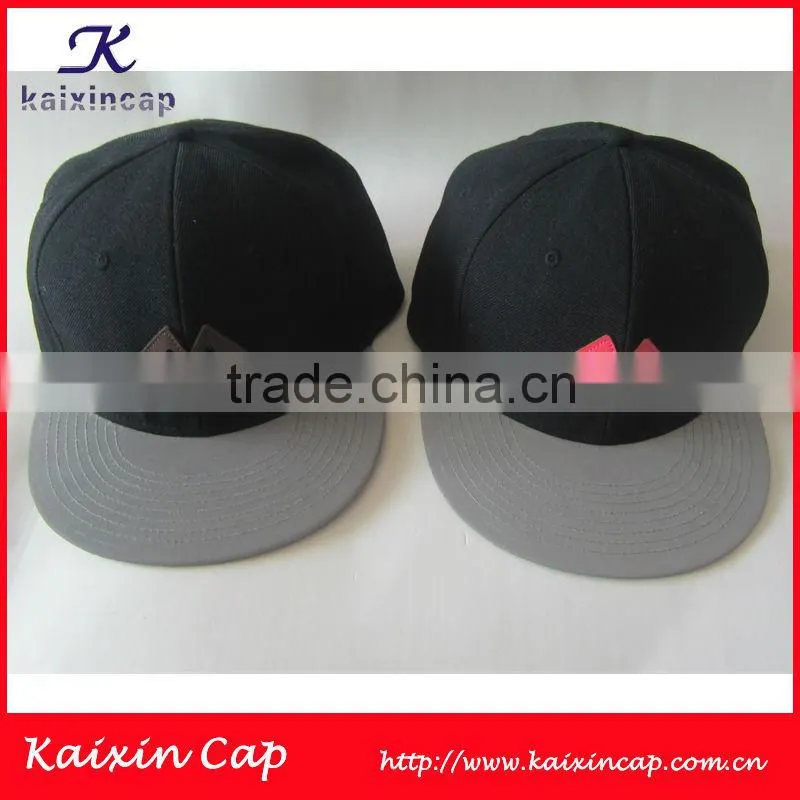 reflective materials custom baby 5 panel cap /custom logo leather patch cap/snapback cap /flat brim cap /leather strap cap