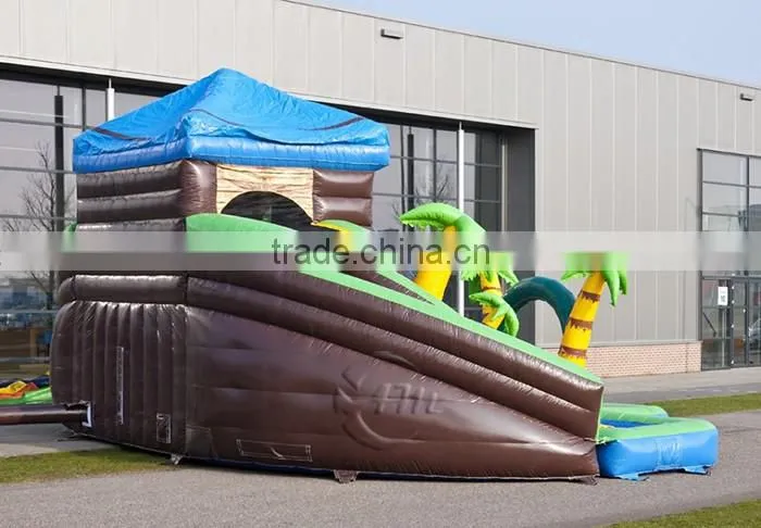 New product large big kahuna inflatable plastic water slide with pool