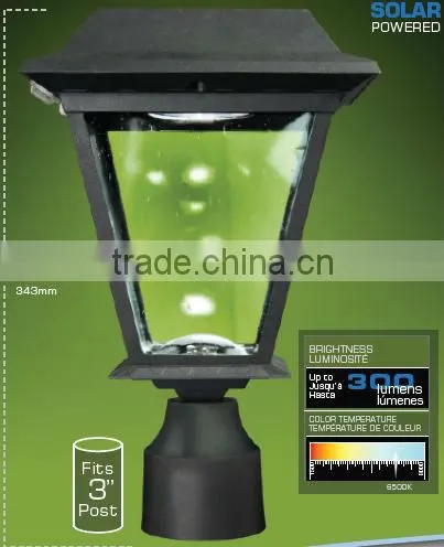 Outdoor motion activated solar LED garden post lamps