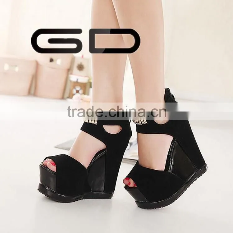 GDSHOE 2016 ladies sexy rubber wedge shoes and peep toes high heel andals