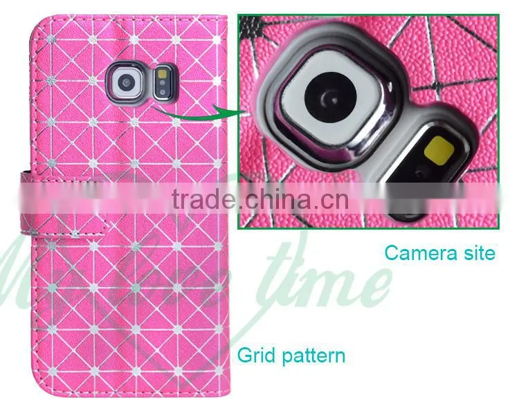 Grid Patterm OEM Leather Case for Samsung S6 Edge