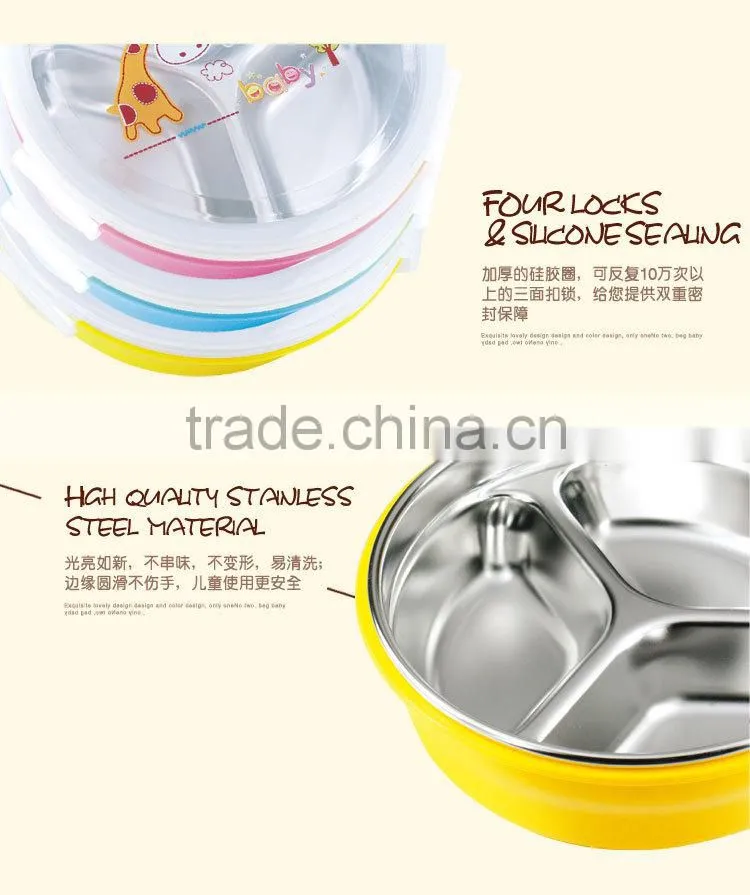 stainless steel household items of kids food warmer lunch box with dividers