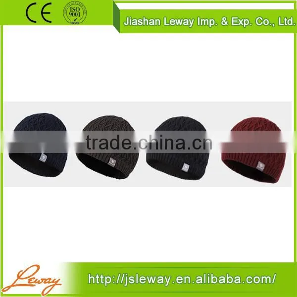 High quality China sale men's fashion black knitted rib beanie