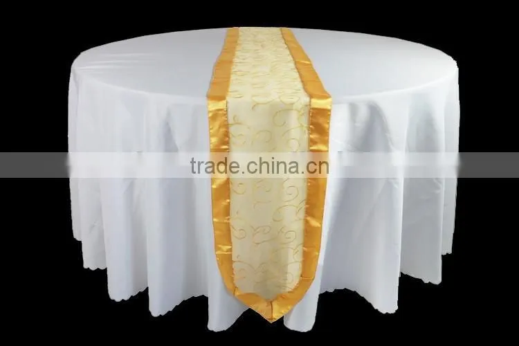 New style yellow sheer organza printed table runner
