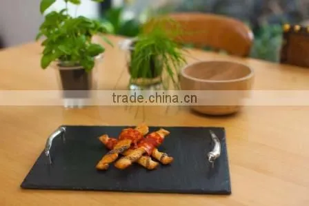 medium rectangular shaped slate square serving tray with handles