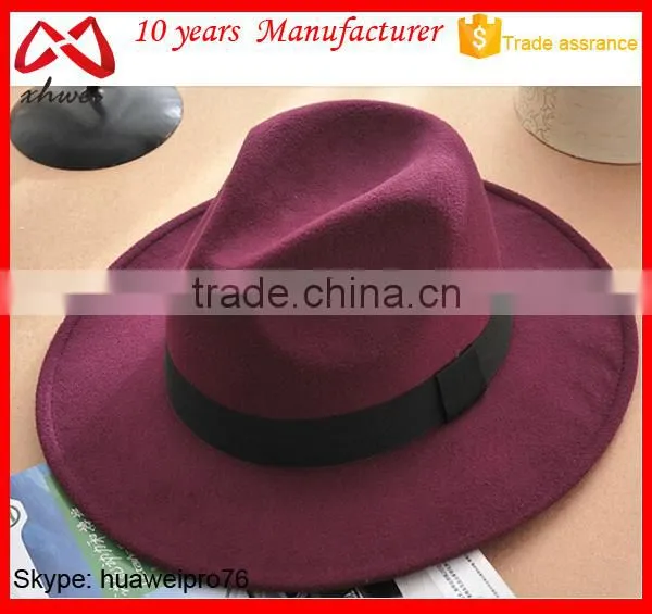 100% Australian wool felt floppy fedora hats, wide brim fedora hats winter cowboy style hat