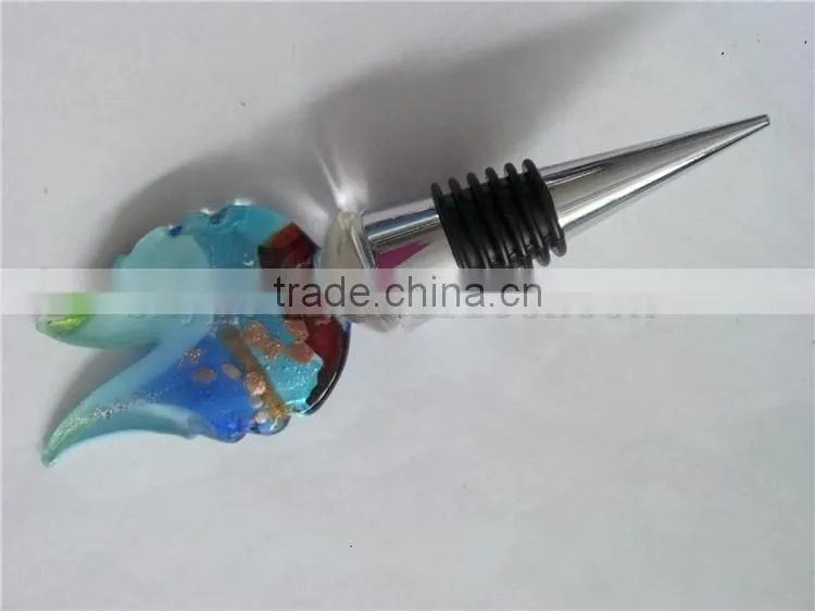 Popular glass leaf shape Bottle Wine Stopper