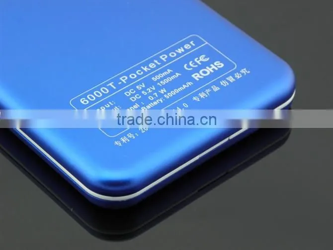 High quality Newest Hot5000mAh Lithium battery external travel solar charger power bank
