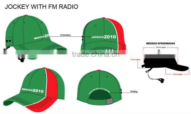 Customized Cotton FM/AM radio hat with earphone for promotion