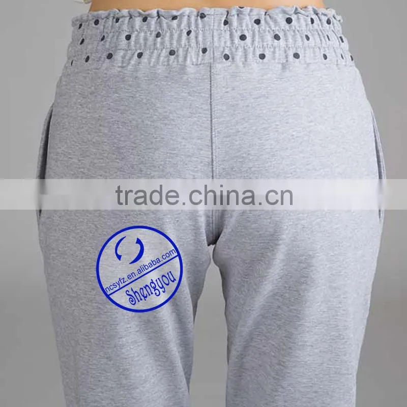 Wholesale custom 100% polyester grey women yoga sweat pants