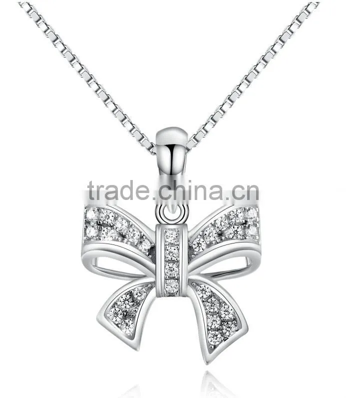 Bowknot Design CZ Charm Women Rhinestion Fashion Pendant