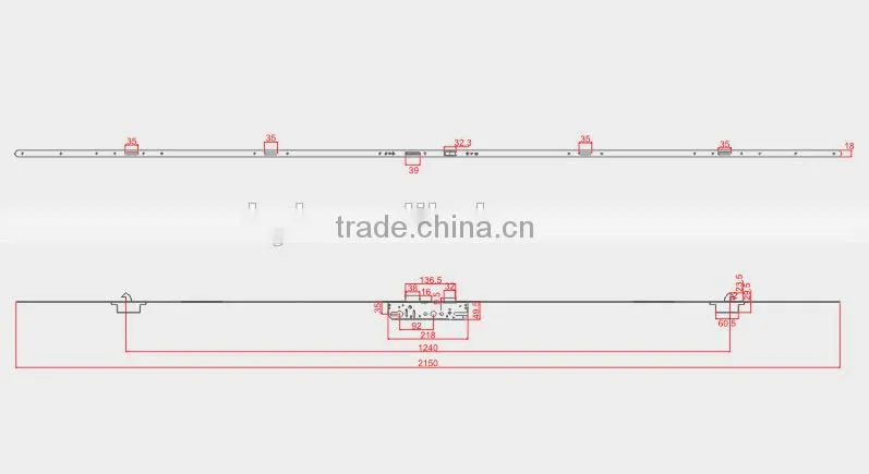 2000mm long door lock
