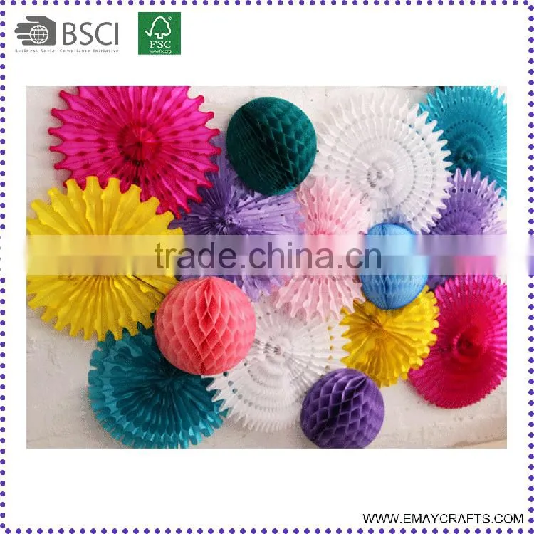 Wedding Favor Foldable Wall Hanging Tissue Paper Fan