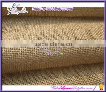 80cm width natural burlap table runners rolls for wedding events, with surged edge