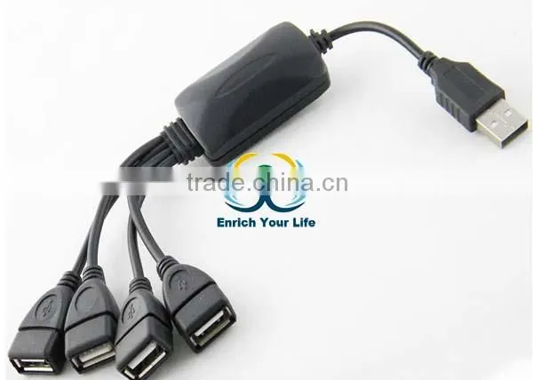 Black 4-Port High Speed USB 2.0 Hub
